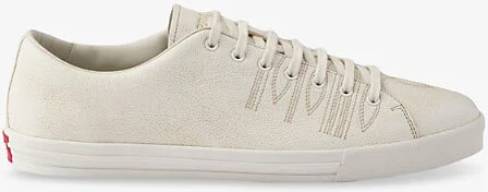 Mens Neutral Aged-Effect Leather Trainers Eur 44 / 10 Uk Men
