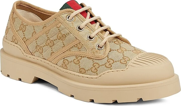 Men's New Sherlin GG Canvas Lace-Up Shoes - Beige - Size 7 - Image 2
