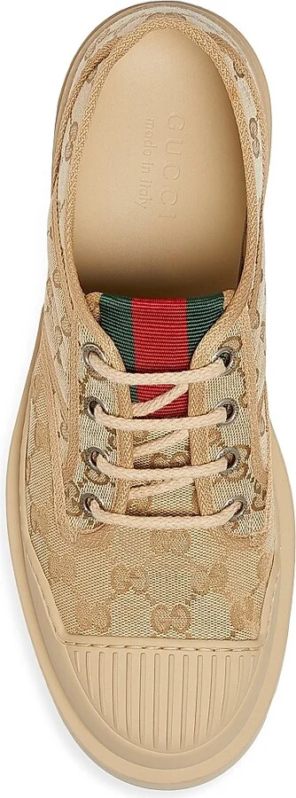 Men's New Sherlin GG Canvas Lace-Up Shoes - Beige - Size 7 - Image 4