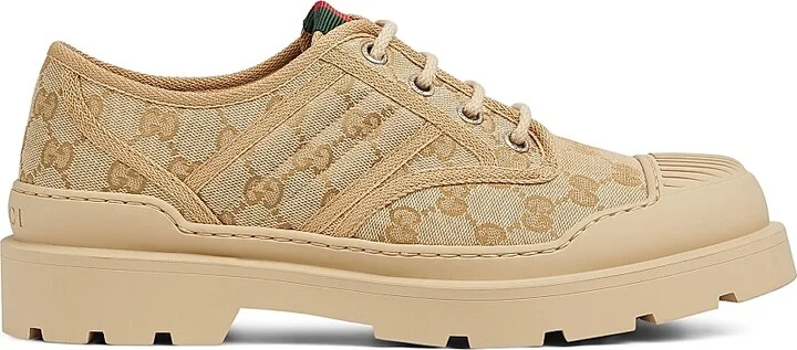 Men's New Sherlin GG Canvas Lace-Up Shoes - Beige - Size 7