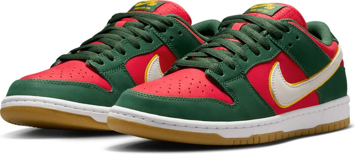 Men's Nike SB Dunk Low Pro Premium Skate Shoes in Green | FZ1287-300 - Image 5