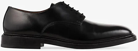 Mens Noir / Gris Almond-Toe Leather Derby Shoes Eur 40 / 6 Uk Men