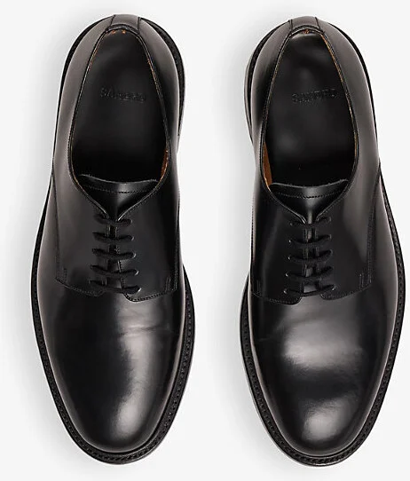 Mens Noir / Gris Lace-Up Leather Derby Shoes Eur 43 / 9 Uk Men - Image 2