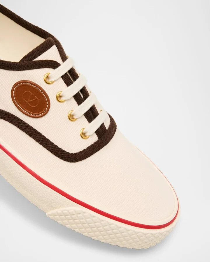 Men's Nojoke Canvas Leather VLogo Low-Top Sneakers - Image 7