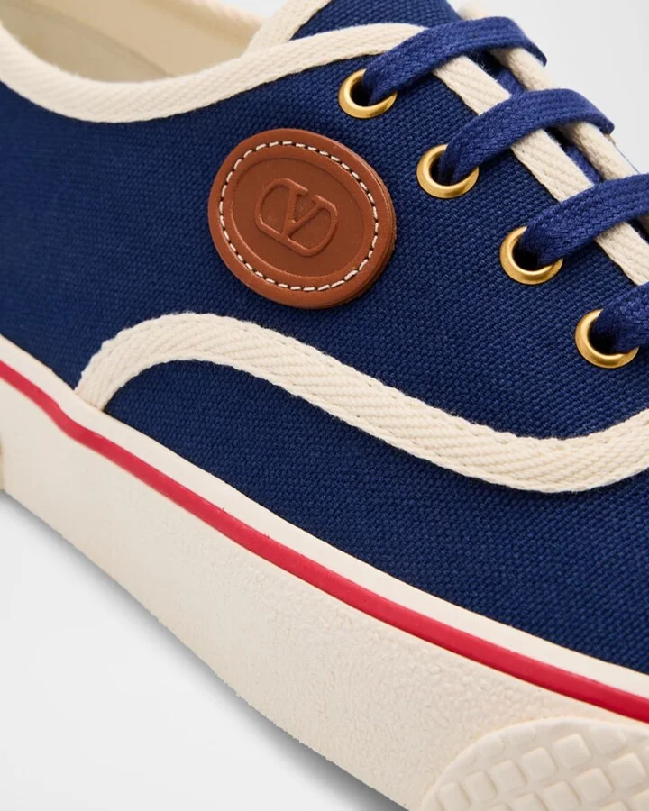 Men's Nojoke Canvas Leather VLogo Low-Top Sneakers - Image 8