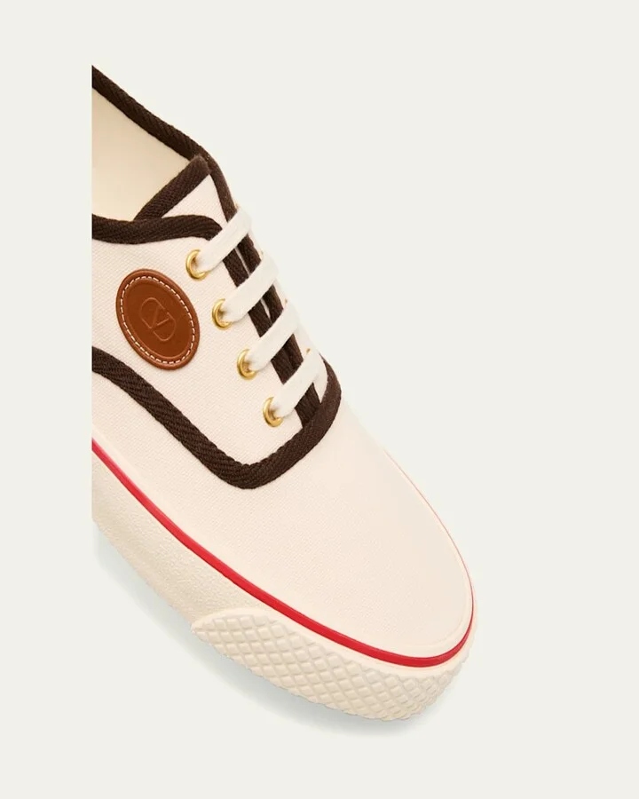 Men's Nojoke Canvas Leather VLogo Low-Top Sneakers - Image 3