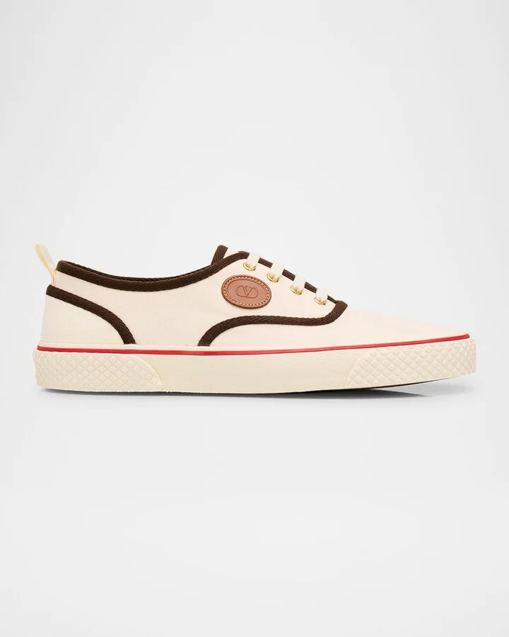 Men's Nojoke Canvas Leather VLogo Low-Top Sneakers