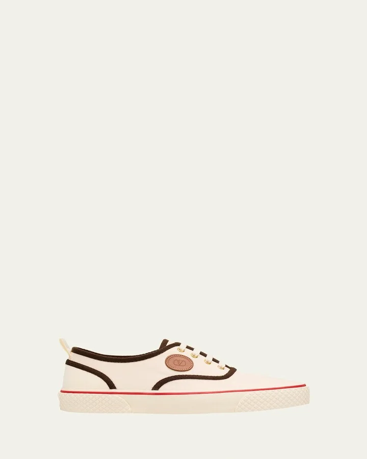 Men's Nojoke Canvas Leather VLogo Low-Top Sneakers