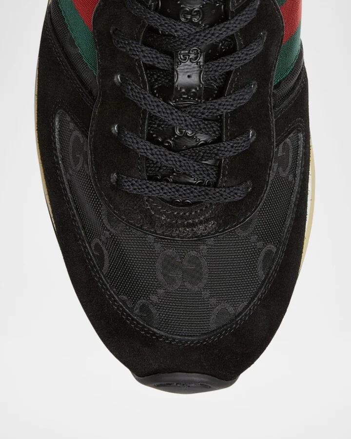 Men's Nora Suede and Nylon Guccissima Retro Sneakers - Image 2