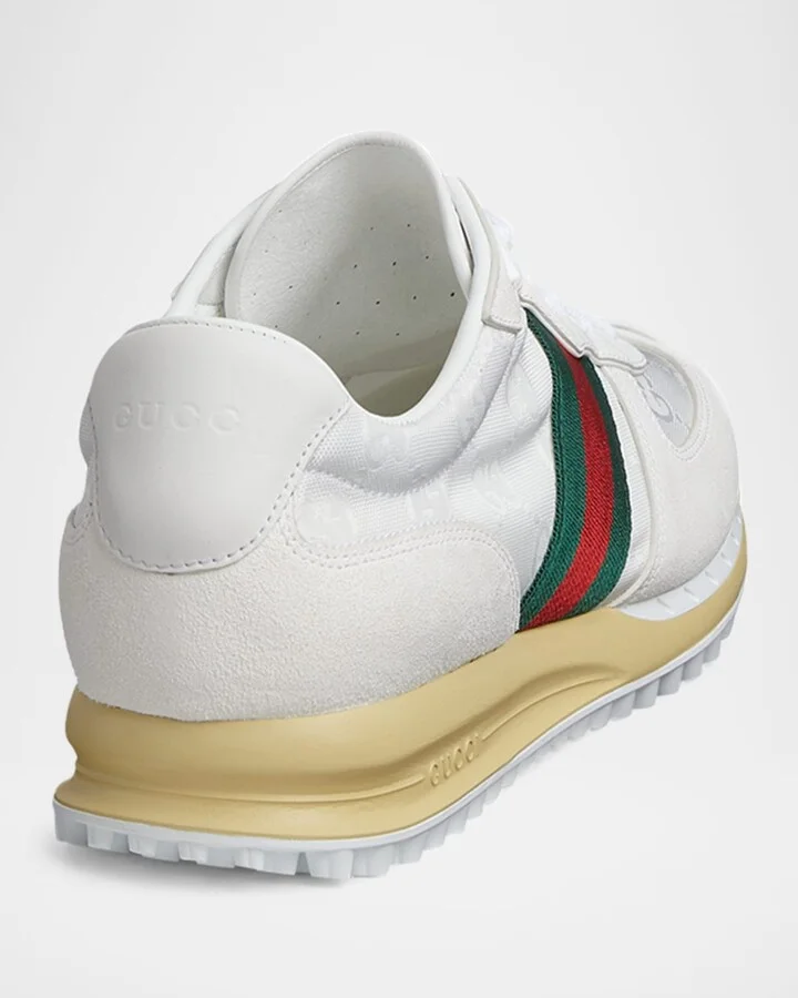 Men's Nora Suede and Nylon Guccissima Retro Sneakers - Image 6
