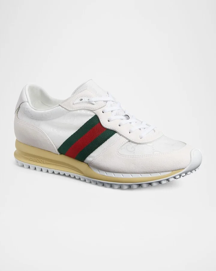 Men's Nora Suede and Nylon Guccissima Retro Sneakers - Image 7