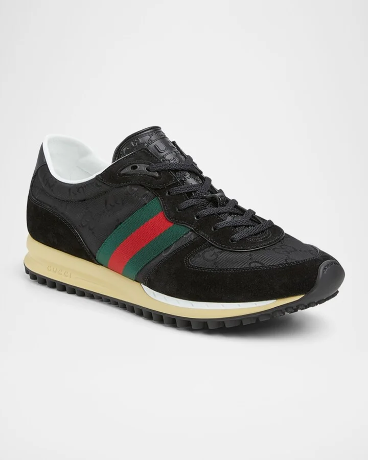 Men's Nora Suede and Nylon Guccissima Retro Sneakers - Image 8