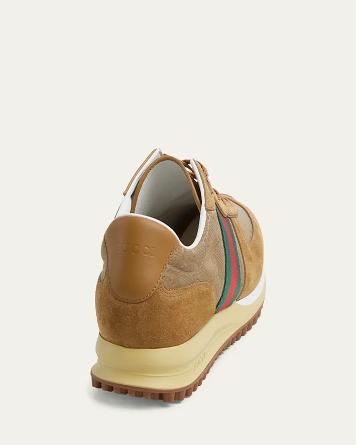 Men's Nora Suede and Nylon Guccissima Retro Sneakers - Image 9