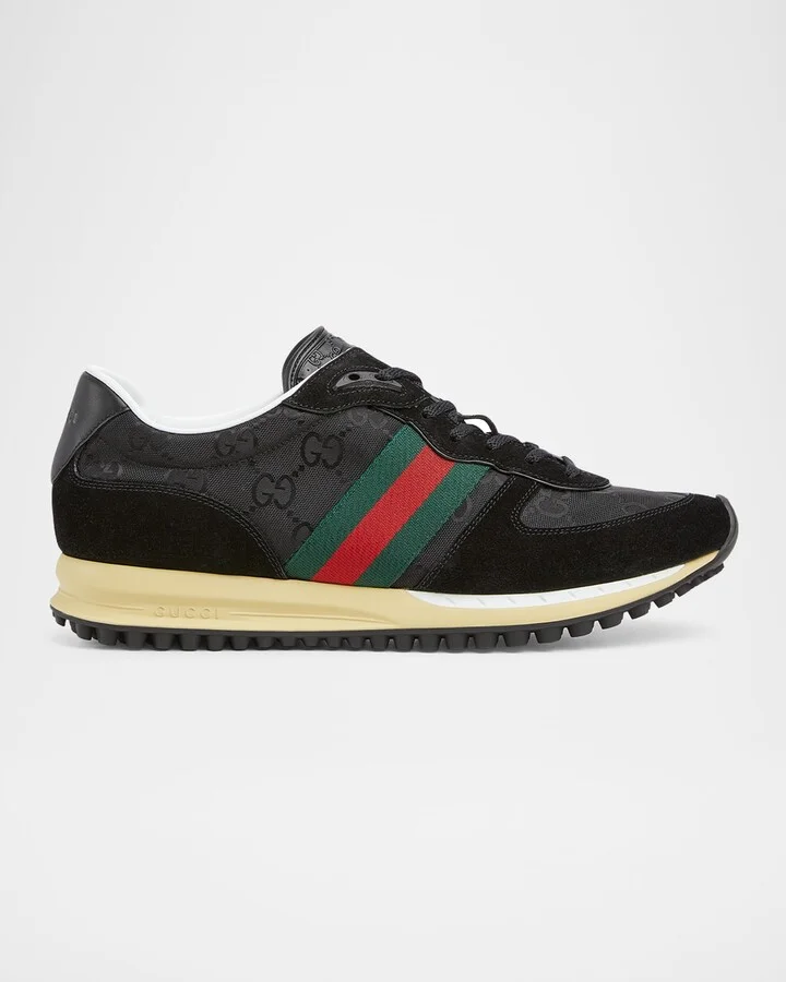Men's Nora Suede and Nylon Guccissima Retro Sneakers
