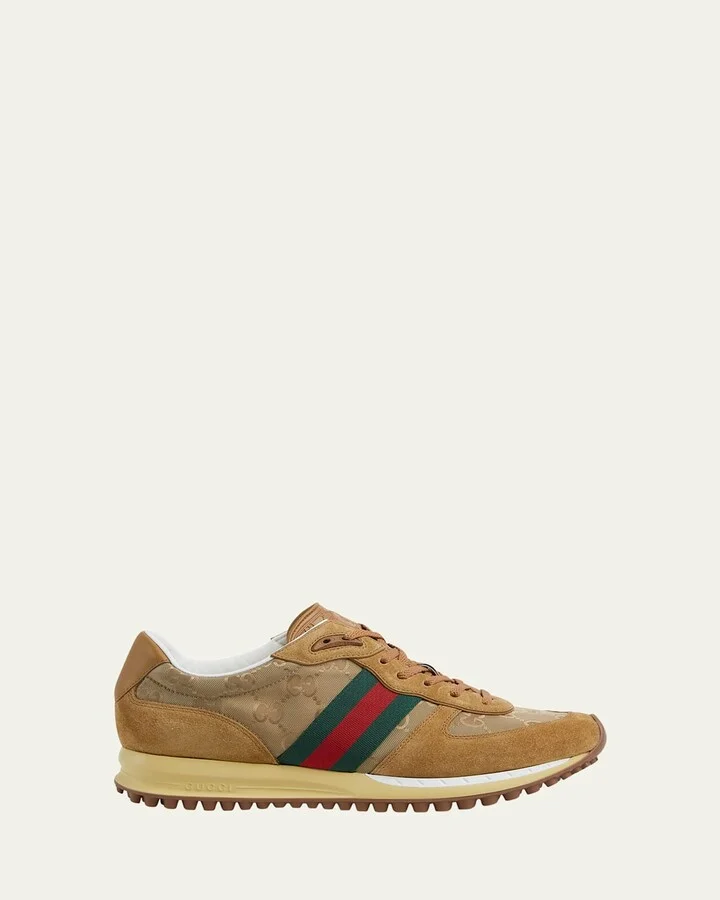 Men's Nora Suede and Nylon Guccissima Retro Sneakers