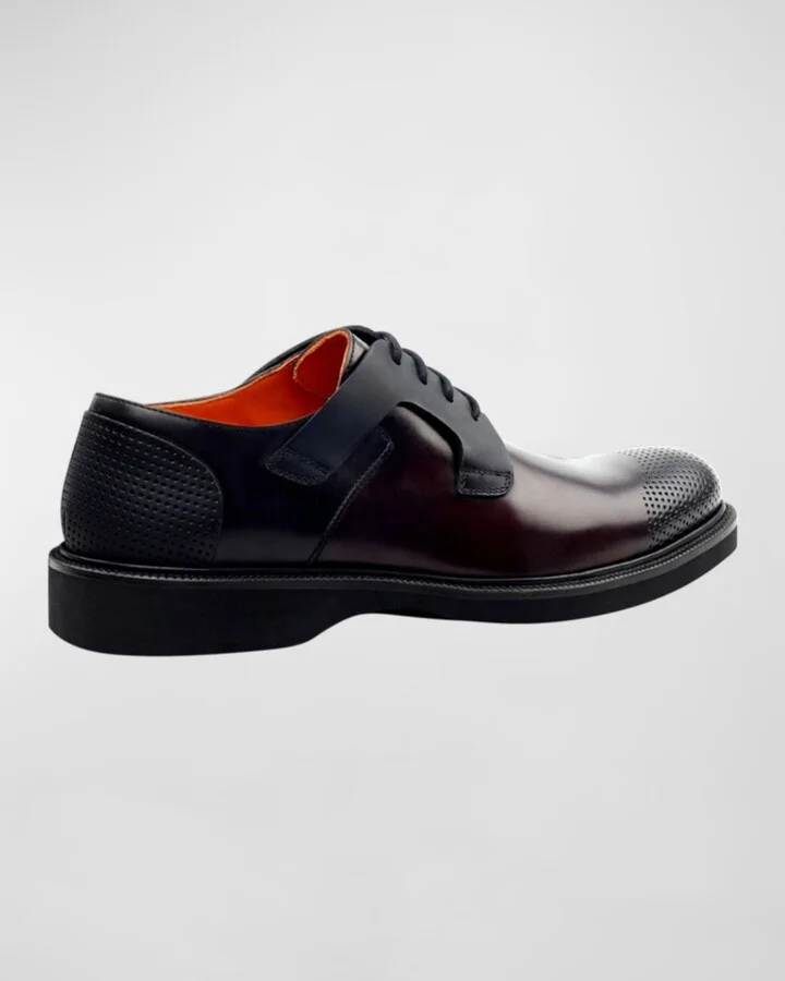 Men's Nova Bold Design Perforated Derby Shoes - Image 2