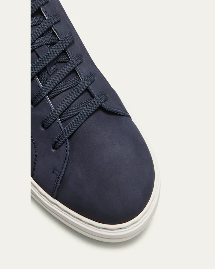Men's Nubuck Calfskin Low-Top Sneakers - Image 5