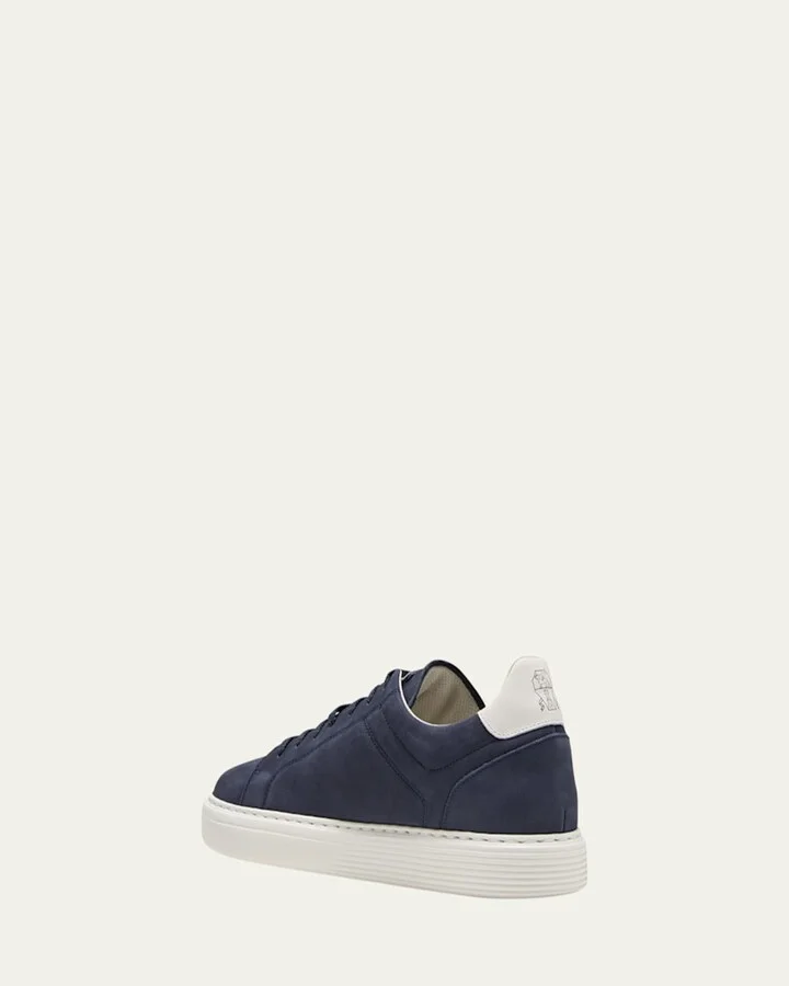 Men's Nubuck Calfskin Low-Top Sneakers - Image 10