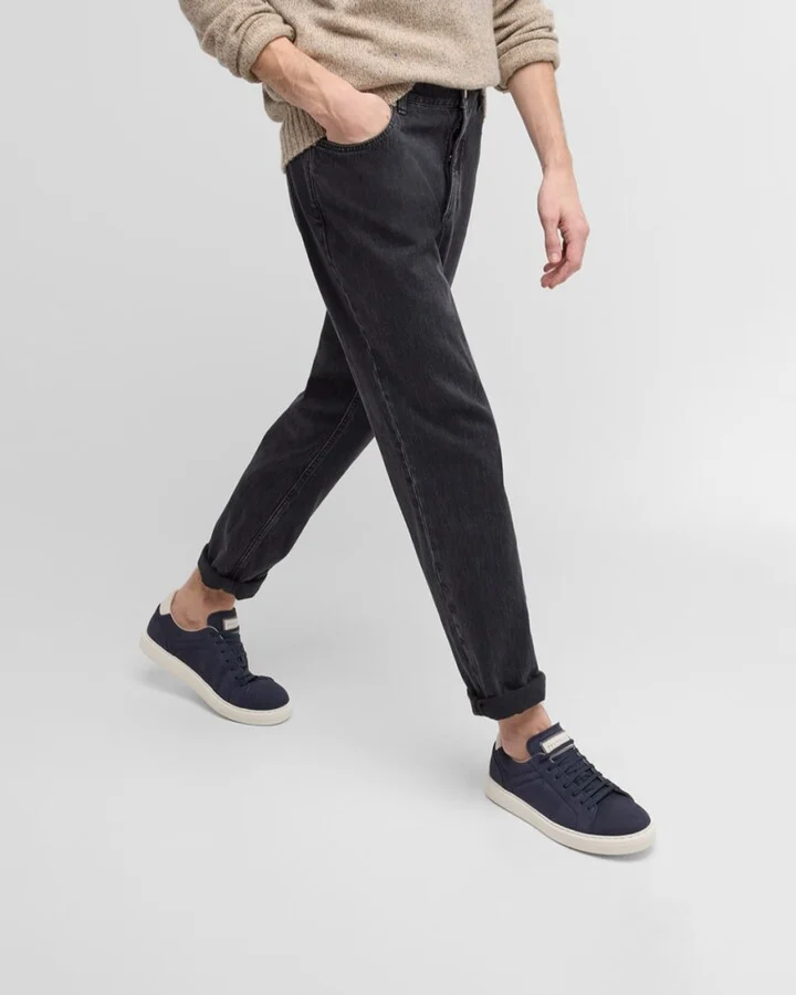 Men's Nubuck Calfskin Low-Top Sneakers - Image 2
