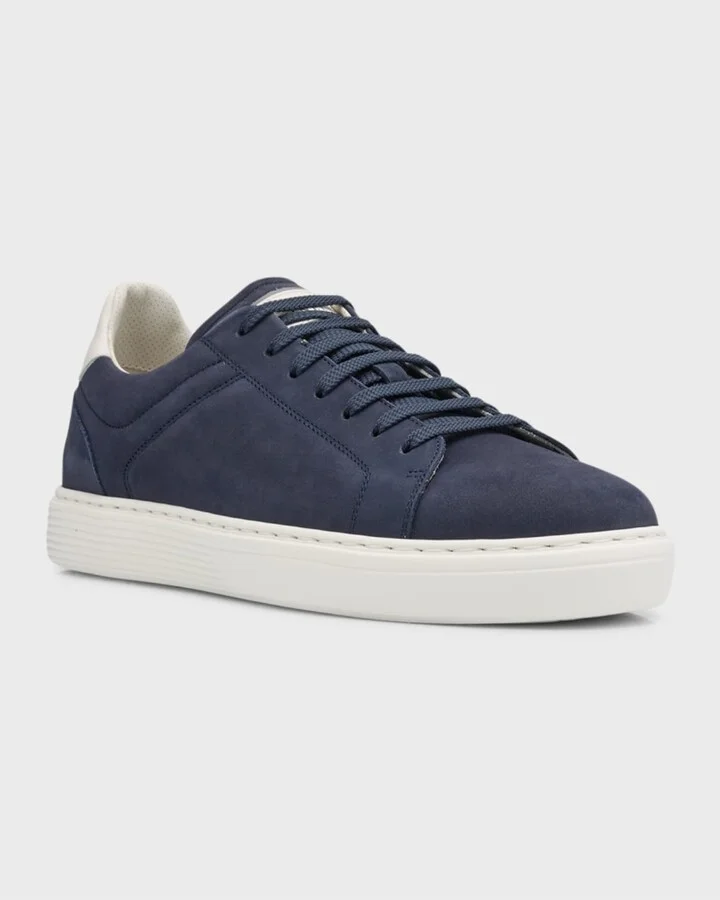 Men's Nubuck Calfskin Low-Top Sneakers - Image 3