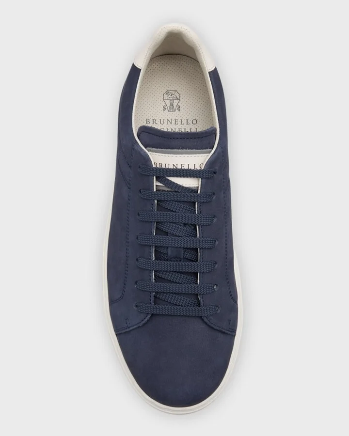 Men's Nubuck Calfskin Low-Top Sneakers - Image 5