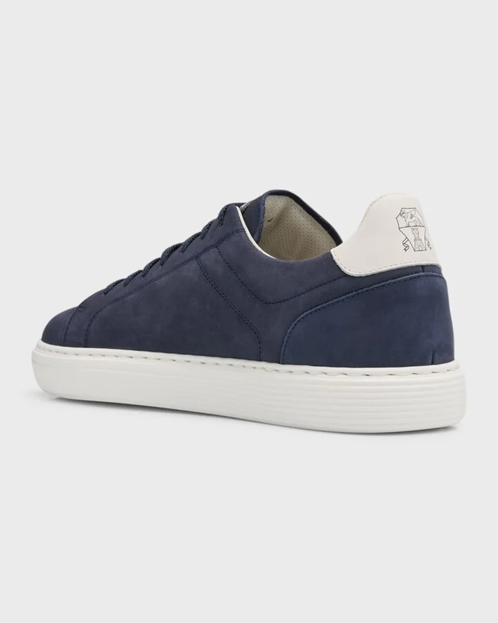 Men's Nubuck Calfskin Low-Top Sneakers - Image 9