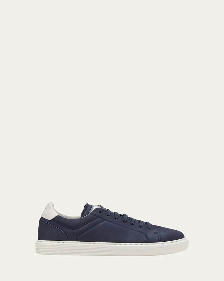Men's Nubuck Calfskin Low-Top Sneakers