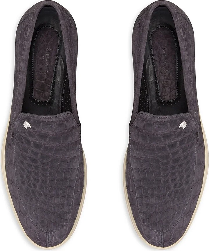 Men's Nubuck Crocodile Loafers - Blue - Size 5 - Image 8