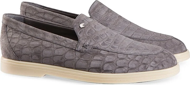 Men's Nubuck Crocodile Loafers - Blue - Size 5 - Image 10