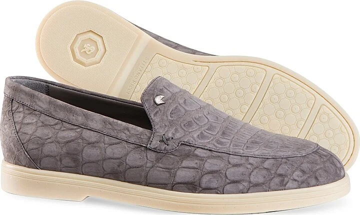 Men's Nubuck Crocodile Loafers - Blue - Size 5 - Image 11