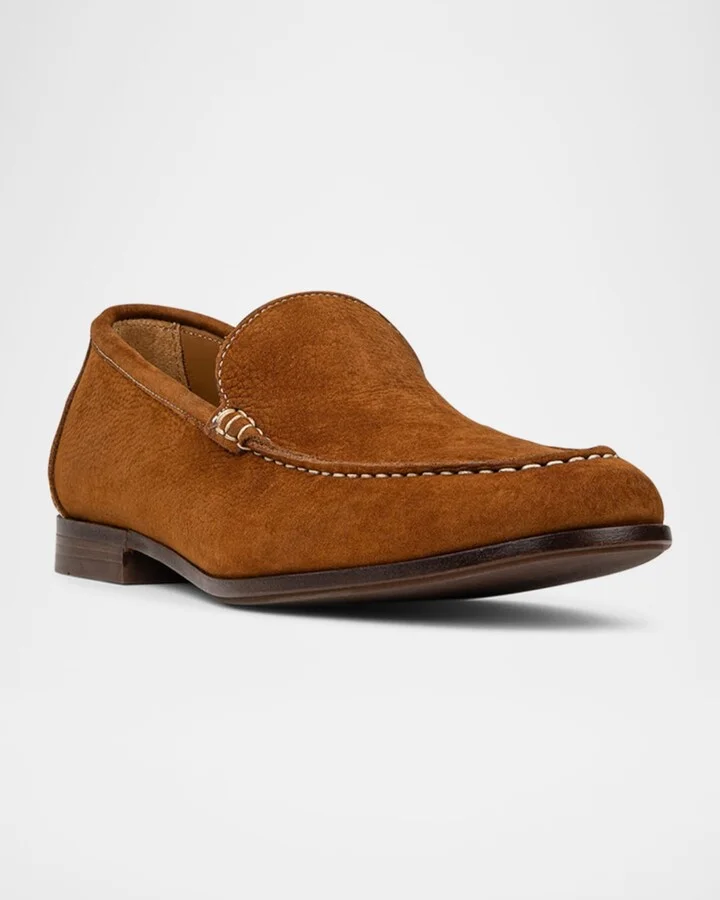 Men's Nubuck Leather Moc-Toe Loafers - Image 2