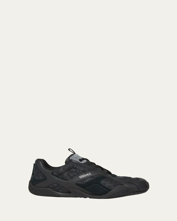 Men's Nylon and Leather Runner Sneakers