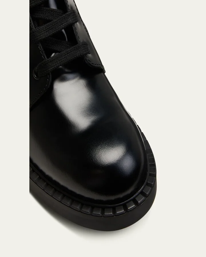 Men's Nylon & Leather Triangle Logo Combat Boots - Image 7