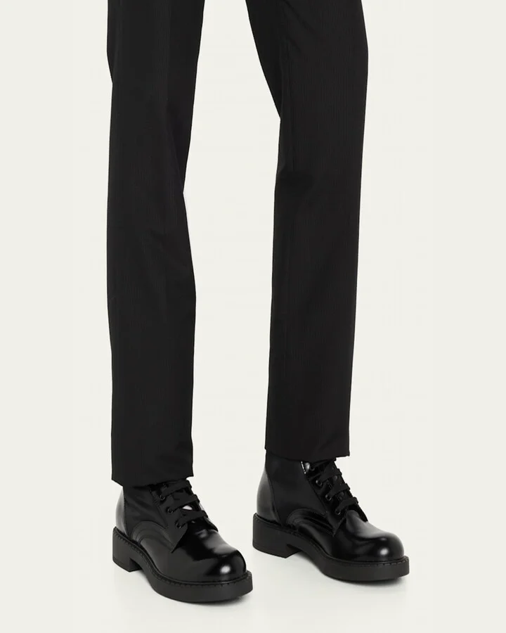 Men's Nylon & Leather Triangle Logo Combat Boots - Image 11