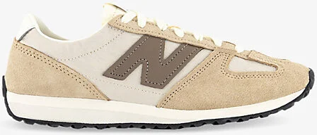 Mens Oatmeal Brown 471 Mesh and Suede Low-Top Trainers 10