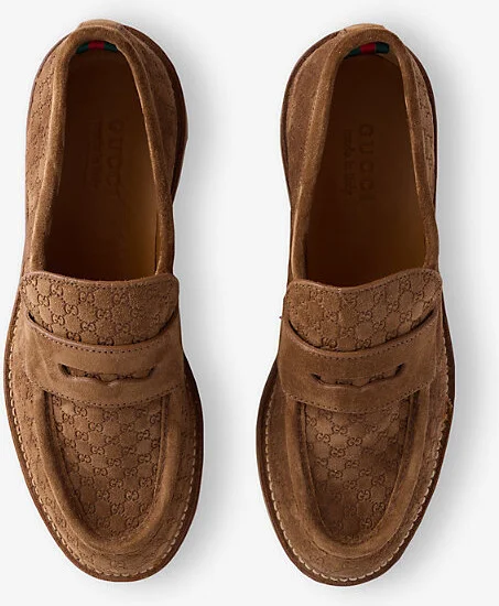 Mens Oatmeal Monogram Flat Suede Moccasins Eur 44 / 10 Uk Men - Image 3
