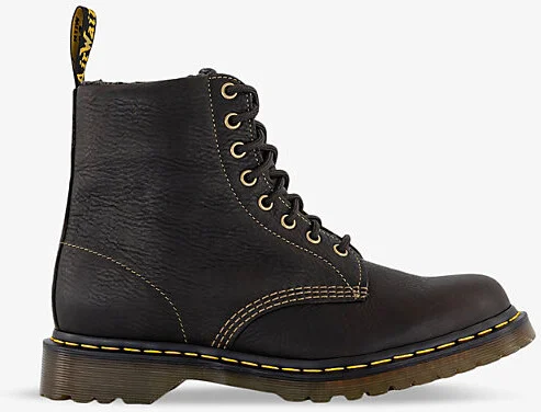Mens Olive 1460 Warm Lined Shearling-Lined Leather Ankle Boots Eur 46 / 12 Uk Men
