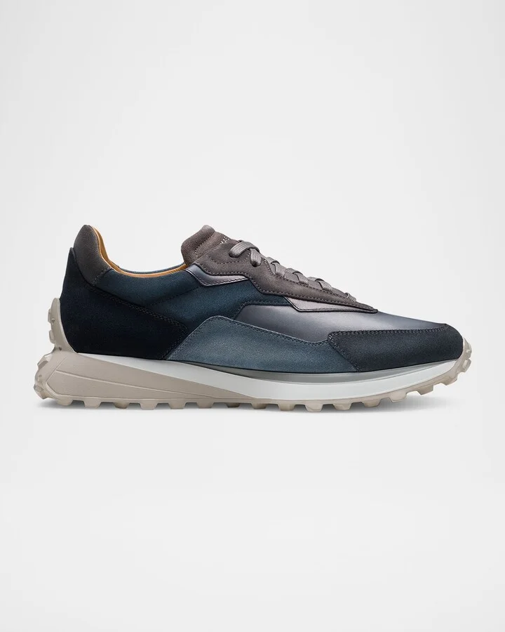 Men's Onyx Suede and Leather Runner Sneakers