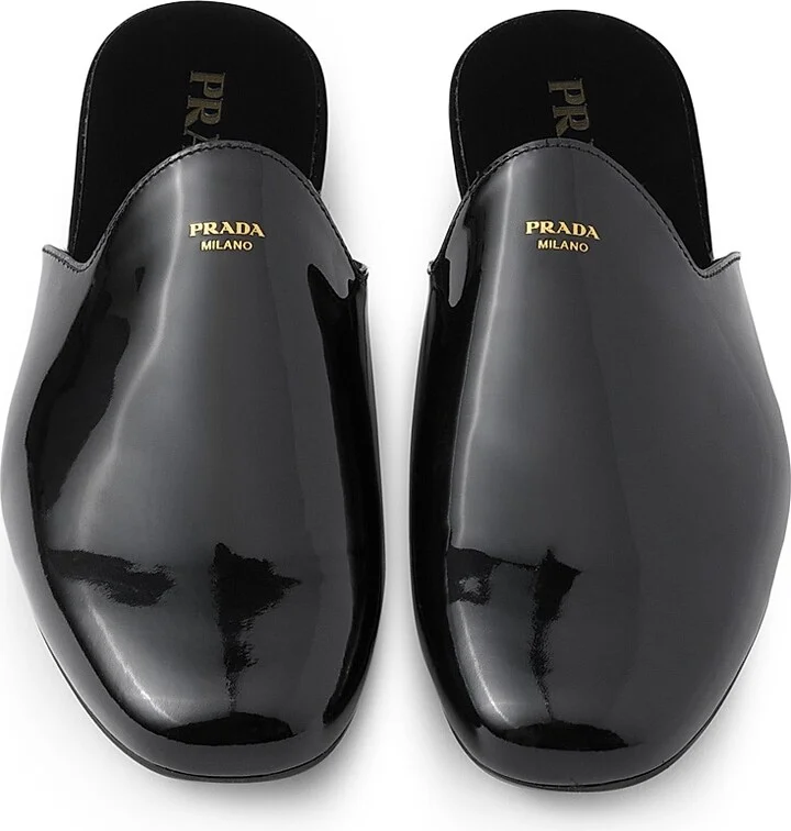 Men's Open Back Patent Leather Slippers - Black - Size 8 - Image 2