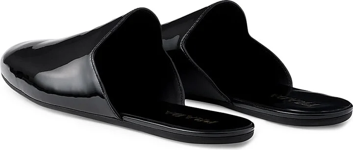 Men's Open Back Patent Leather Slippers - Black - Size 8 - Image 3