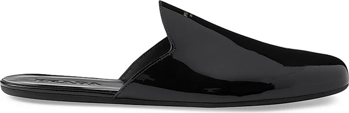 Men's Open Back Patent Leather Slippers - Black - Size 8