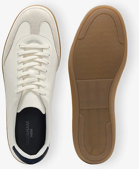 Mens Open White Beckham x Boss Leather and Suede Low-Top Trainers Eur 43 / 9 Uk Men - Image 2