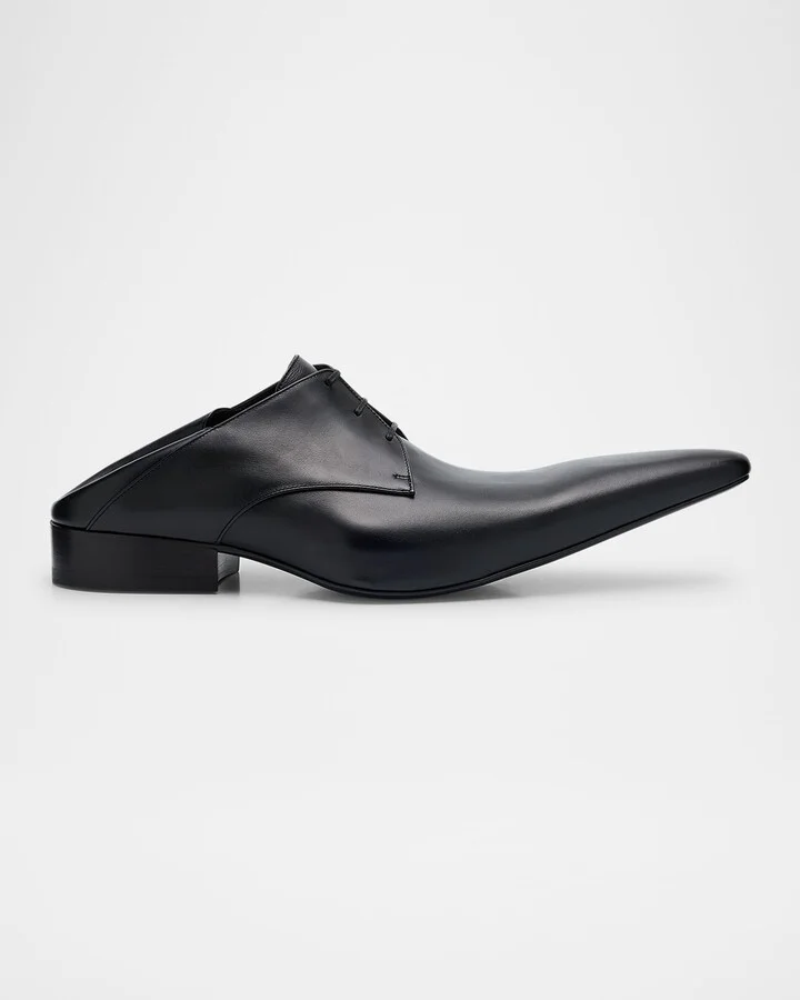 Men's Opera Calfskin Pointed-Toe Derby Shoes