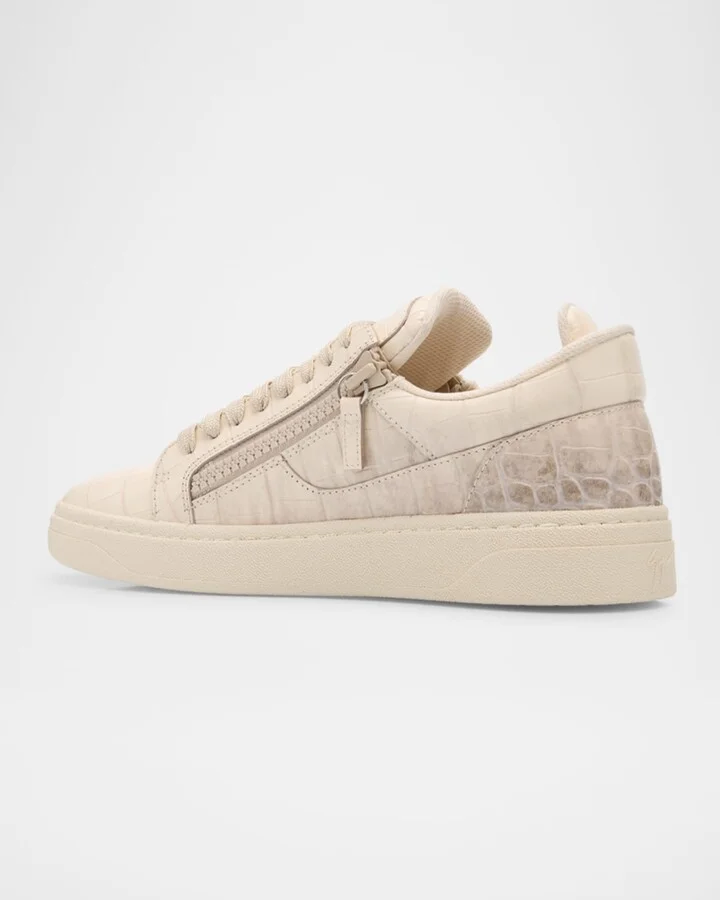 Men's Orei Croc-Effect Leather Low-Top Sneakers - Image 4