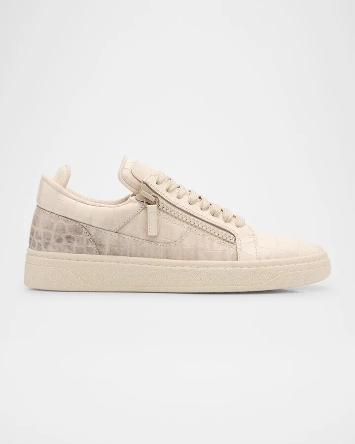 Men's Orei Croc-Effect Leather Low-Top Sneakers