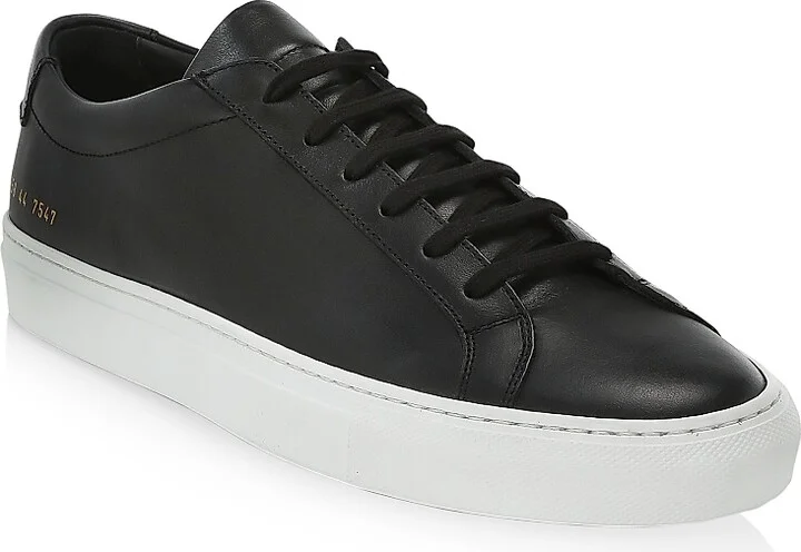 Men's Original Achilles Leather Low-Top Sneakers - Black White - Size 8 - Image 2