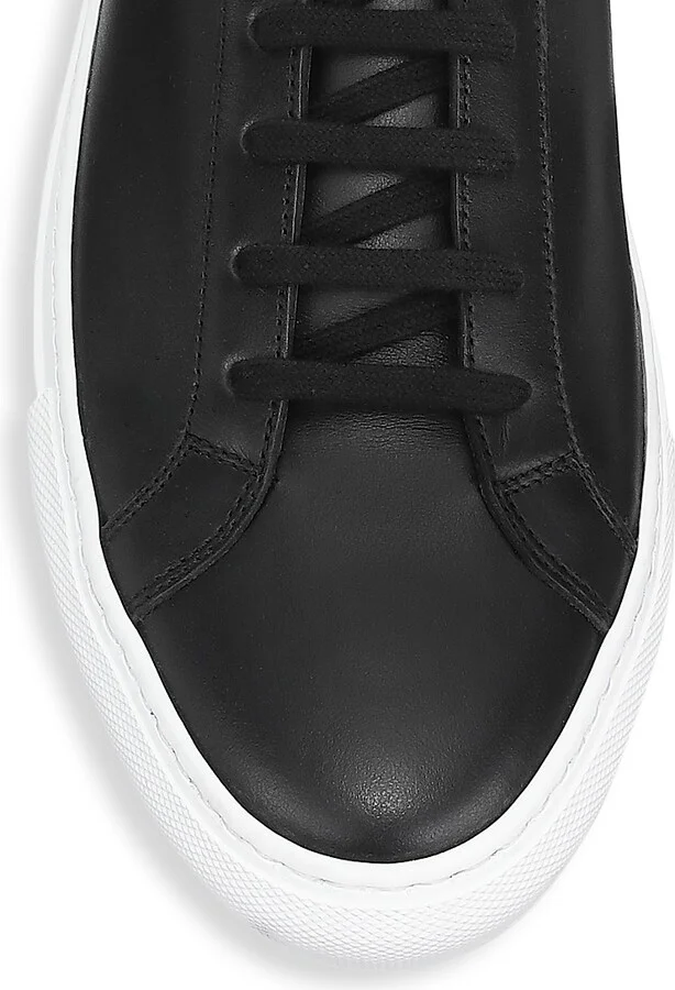 Men's Original Achilles Leather Low-Top Sneakers - Black White - Size 8 - Image 4