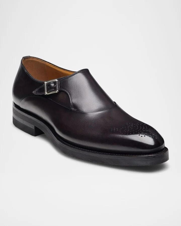 Men's Orlay Brogue Leather Monk Strap Loafers - Image 4