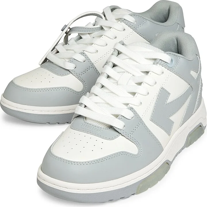 Men's Out Of Office Leather Sneakers - Grey White - Size 6 - Image 2