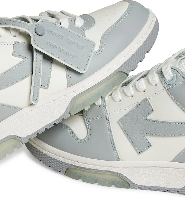 Men's Out Of Office Leather Sneakers - Grey White - Size 6 - Image 5